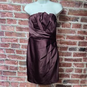 Express Purple Strapless Cocktail Dress Size 8 Satin Ruched Party Mini Formal